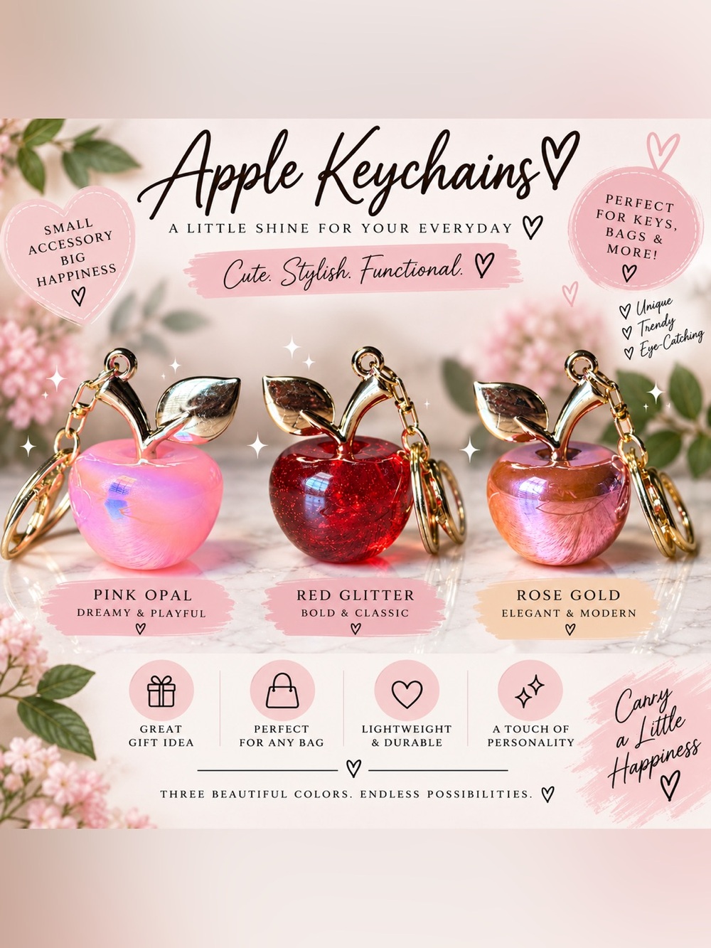 Apple Charm Keychain (Pick 1)
